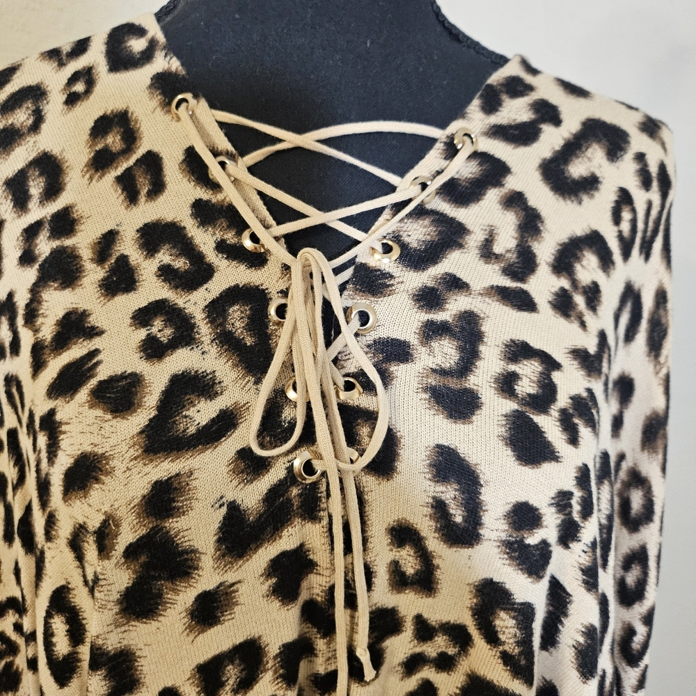 Chico's Animal Print Knit Poncho - Picture 3 of 7